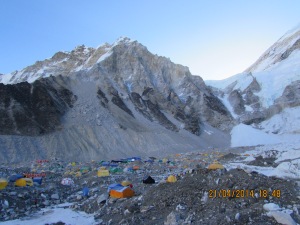 View of Everest Base Camp just before expeditions left for the season © Karma Sherpa