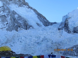 The Khumbu Icefall seen from EBC © Karma Sherpa
