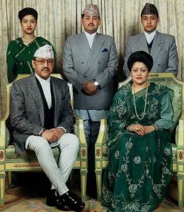 King Birendra (left), Queen Aishwarya and Crown Prince Dipendra (middle)