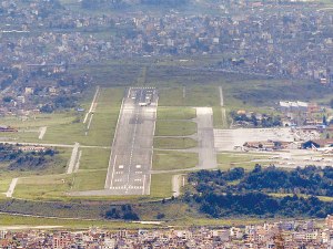The airstrip at Tribhuvan International Airport, Kathmandu, Nepal