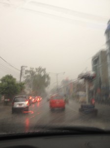 Navigating one of the season's first heavy rains. ©Donatella Lorch