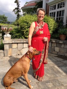 I too turned red - briefly. My dog, Biko, was just a prop. ©Bimla Shiwakoti